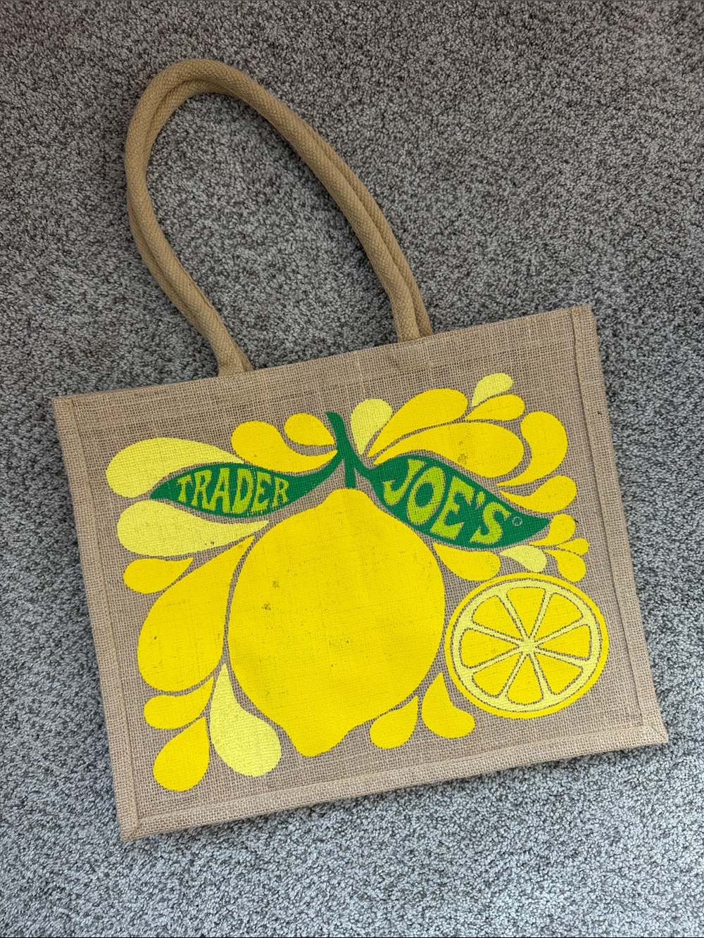 Trader Joe’s  Yellow Lemon/ Lime Jute Tote Bag